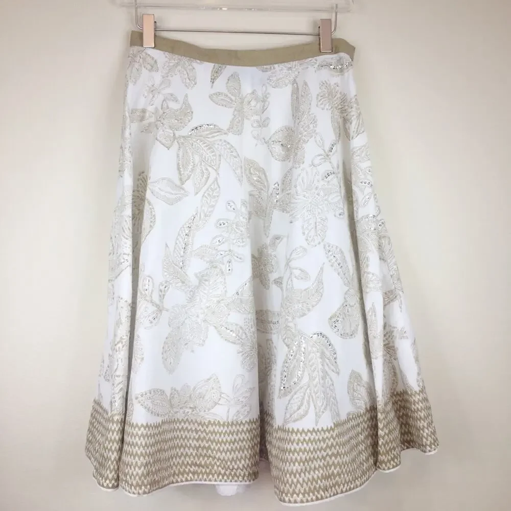 A.N.A. | Circle Skirt | Tan White Sequin